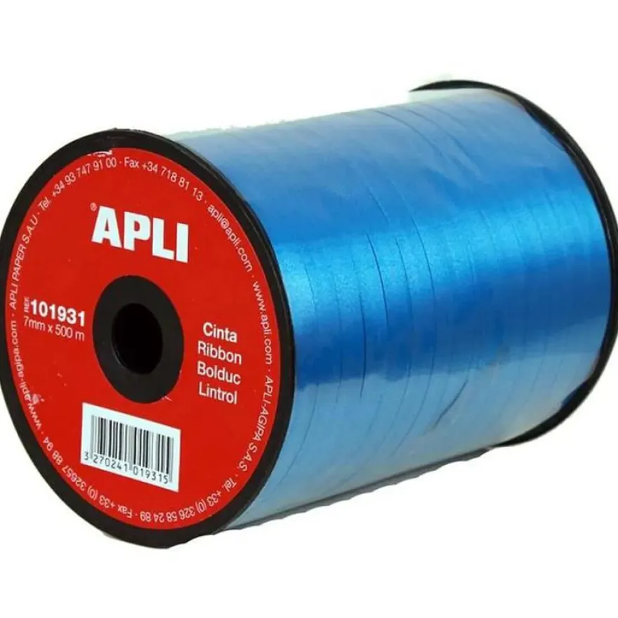Apli Agipa - Bolduc lisse - ruban d'emballage 7 mm x 500 m - bleu