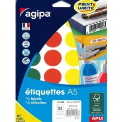 Apli Agipa - Etui A5 - 280 Pastilles adhésives - couleurs assorties multi-usages - diamètre 30 mm - réf 101828