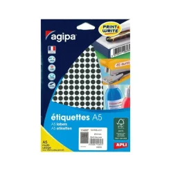 Apli Agipa - Etui A5 - 2940 Pastilles noires - diamètre 8 mm - réf 114307
