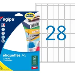 Apli Agipa - Etui A5 - 448 Étiquettes blanches multi-usages - 48,5 x 18,5 mm - coins arrondis - réf 114036