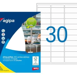 Apli Agipa - Etui A5 - 300 Étiquettes enlevables blanches multi-usages - 19 x 38 mm - coins arrondis - réf 100817
