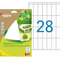 Apli Agipa - Etui A5 - 392 Étiquettes 100% recyclées blanches multi-usages - 48,5 x 18,5 mm - coins arrondis - réf 101246