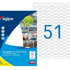 Apli Agipa - Etui A5 - 306 Étiquetttes bijouterie enlevables blanches - 45 x 8 mm - réf 100974