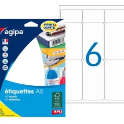Apli Agipa - Etui A5 - 96 Étiquettes blanches multi-usages - 80 x 45 mm - coins arrondis - réf 114022