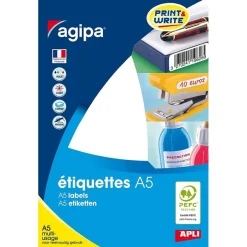 Apli Agipa - Etui A5 - 192 Étiquettes blanches multi-usages - 70 x 37 mm - coins droits - réf 100313