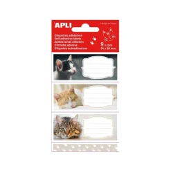Apli Chats - 9 Étiquettes scolaires - 36 x 81 mm