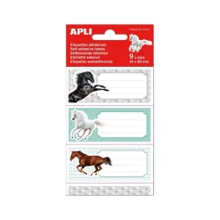 Apli Chevaux - 9 Étiquettes scolaires - 36 x 81 mm