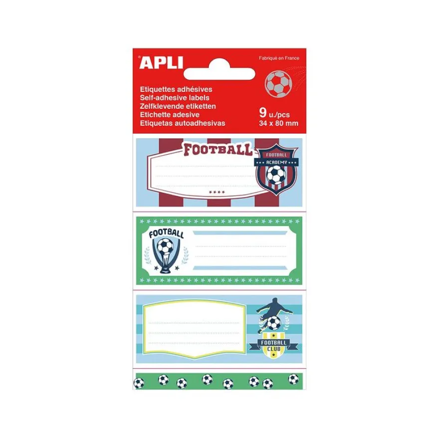 Apli Football - 9 Étiquettes scolaires - 36 x 81 mm