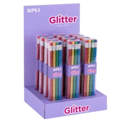 Apli Glitter - Crayon HB avec embout gomme - disponible dans différentes couleurs