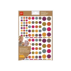 Apli Kids - 624 Gommettes kraft - couleurs assorties : jaune, violet, rouge, bleu clair, vert clair, gris-bleu, fuchsia (6 feuilles)