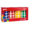 APLI kids - 4 rouleaux de gommettes rondes - 20 mm Ø - bleu, jaune, rouge, vert