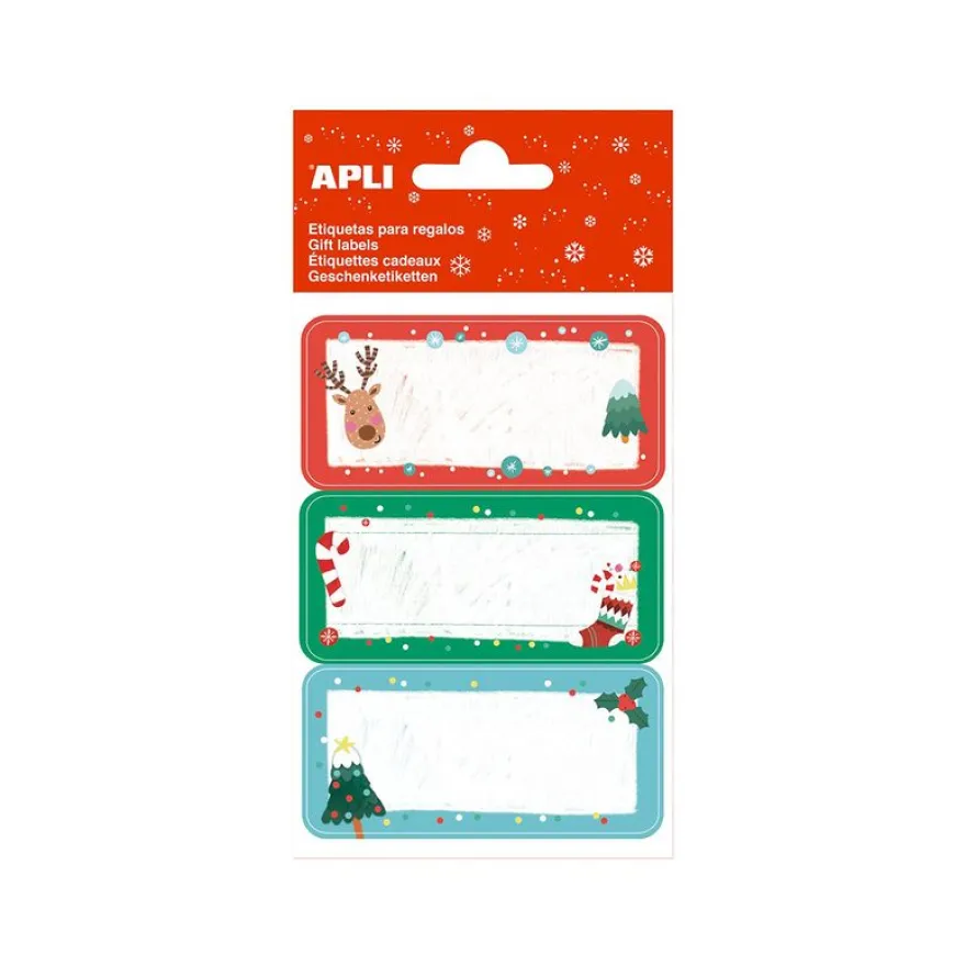 Apli kids - 9 étiquettes cadeau - 73 x 35 mm - Noël/rennes