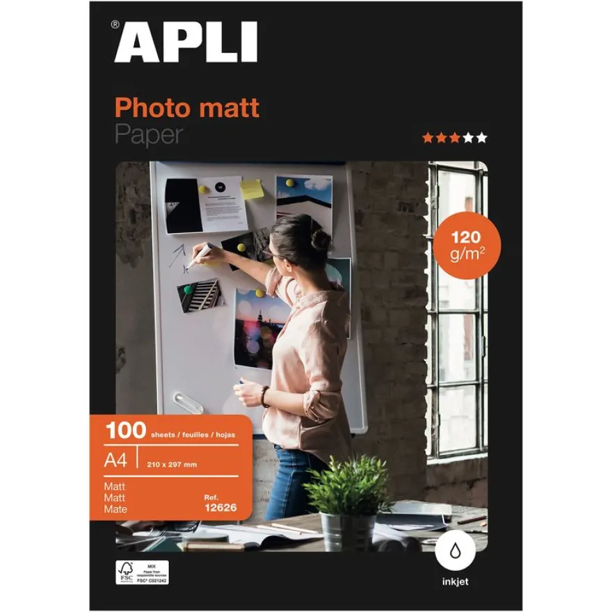 Apli Paper - Papier photo mat - A4 - 120 g/m² - 100 feuilles