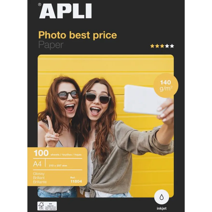 Apli Paper - Papier photo brillant - A4 - 140 g/m² - 100 feuilles