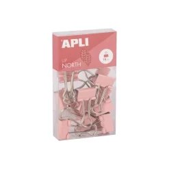 APLI Up North - Pince double clip - métal - rose - pack de 15