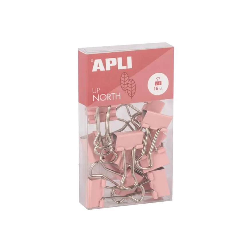 APLI Up North - Pince double clip - métal - rose - pack de 15