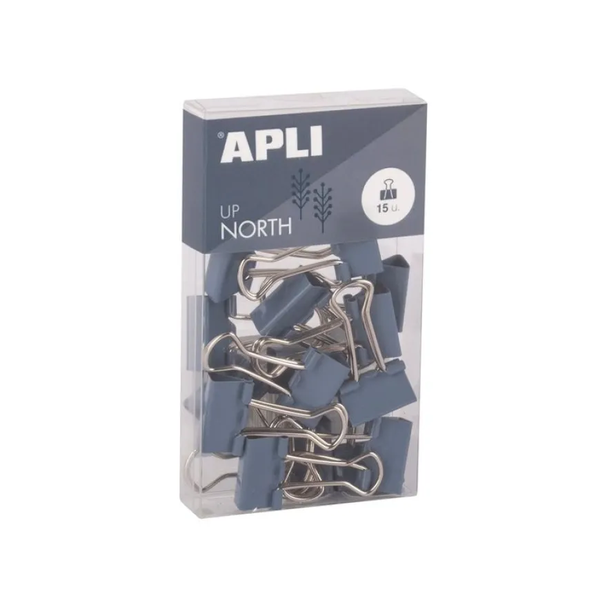 APLI Up North - Pince double clip - métal - bleu roi - pack de 15