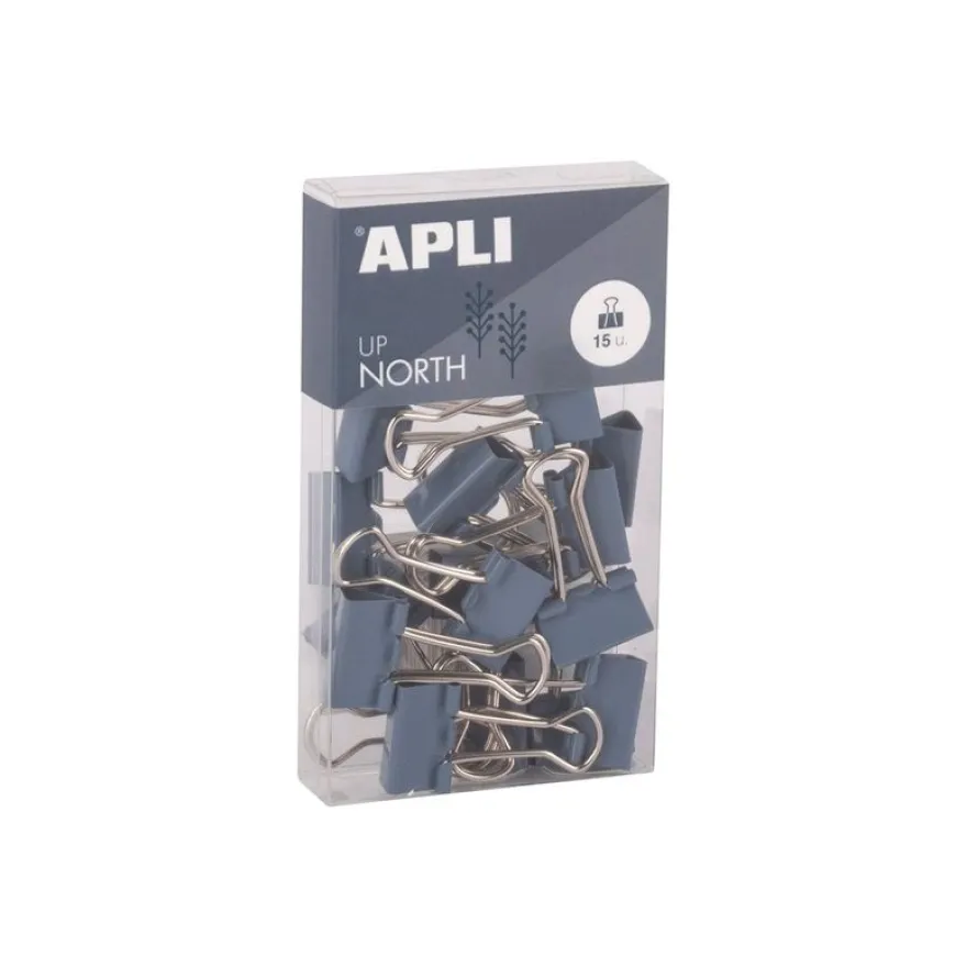 APLI Up North - Pince double clip - métal - bleu roi - pack de 15