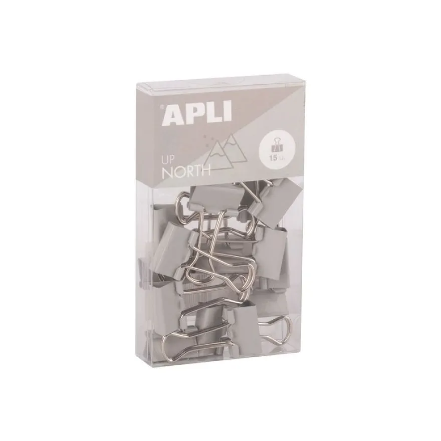 APLI Up North - Pinces-feuilles repliables - métal - gris - pack de 15