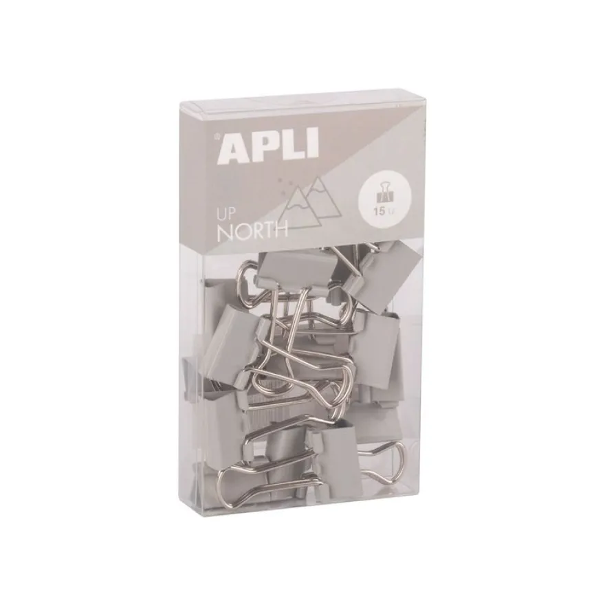 APLI Up North - Pinces-feuilles repliables - métal - gris - pack de 15