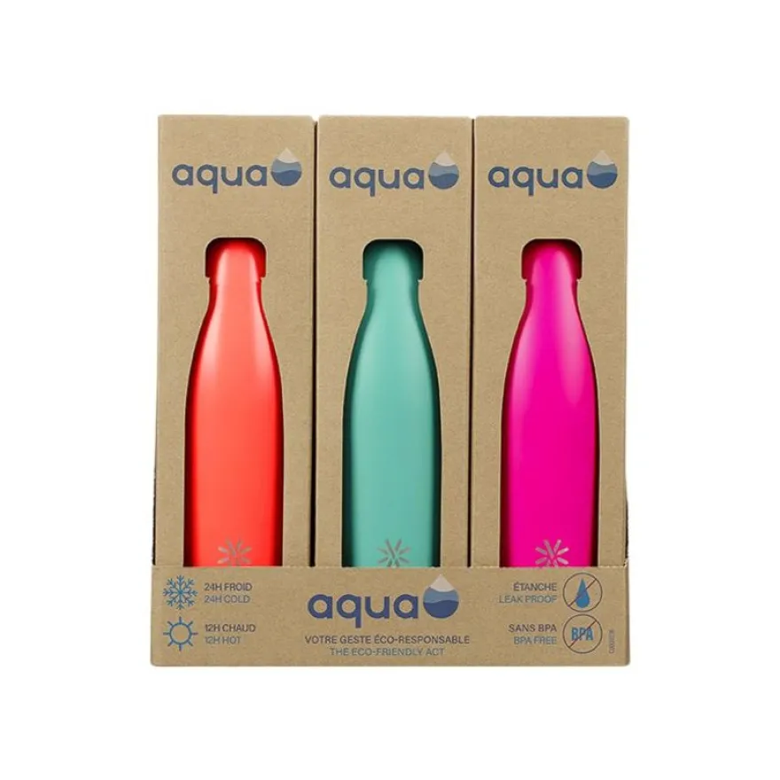 Aqua Neon - Gourde Bouteille isotherme 500 ml - double paroi - disponible dans différentes couleurs - Viquel