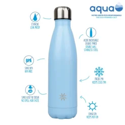 Aqua Pastel - Gourde Bouteille isotherme 500 ml - double paroi - disponible dans différentes couleurs - Viquel