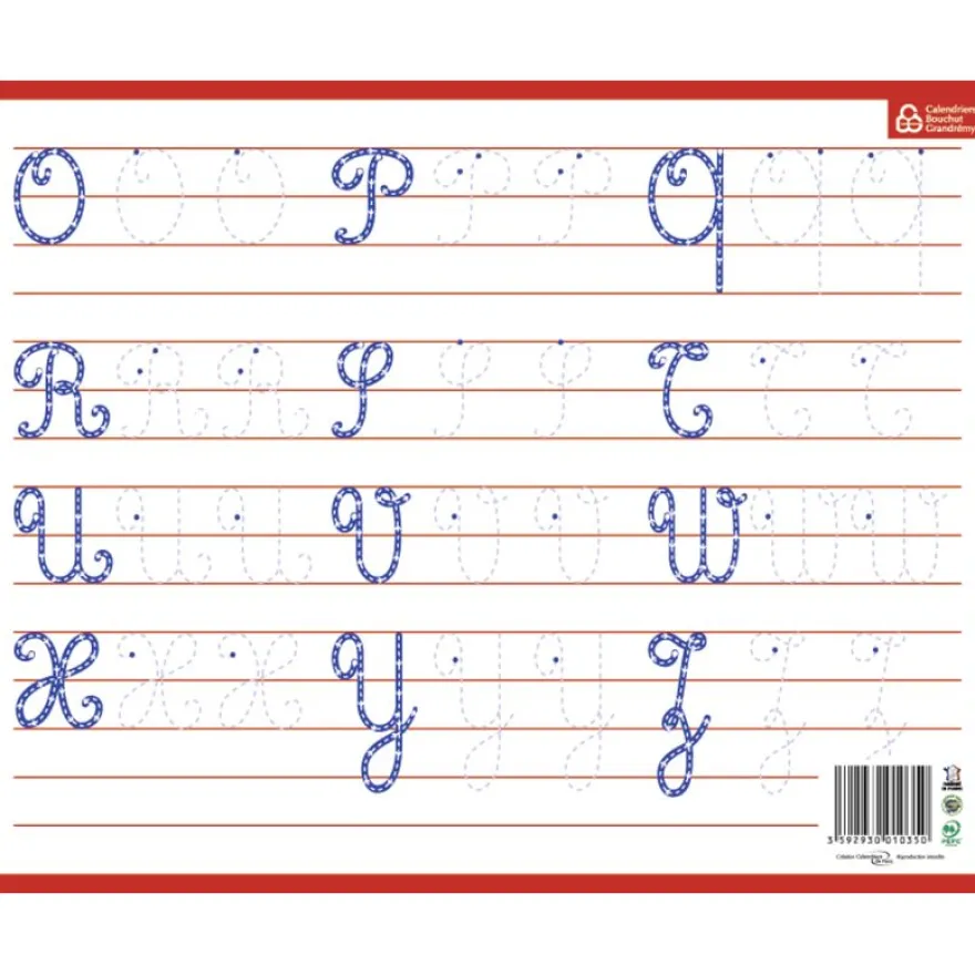 Ardoise Majuscules Cursives - 21 x 26,5 cm - Bouchut