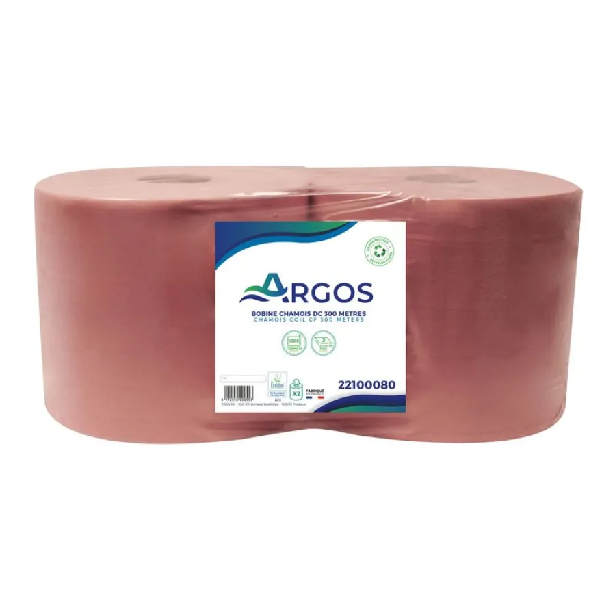 Argos - Bobines chamoisà dévidage central - 2 rouleaux de 1000 feuilles - 2 plis – 300M