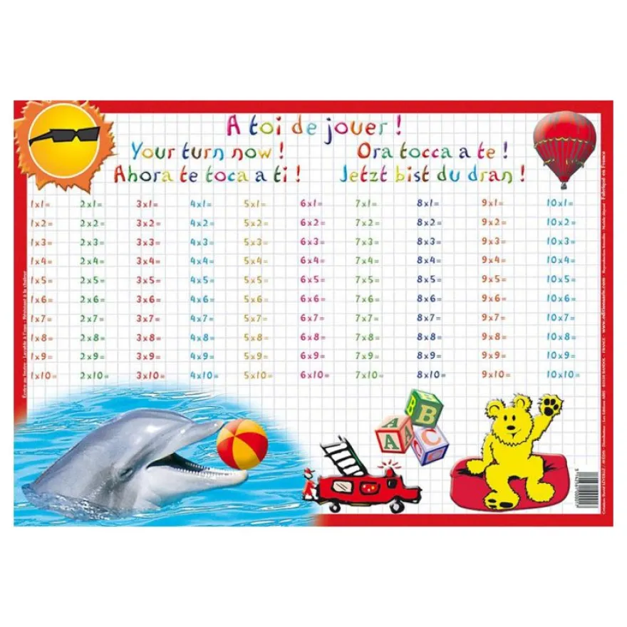 Aris Editions - Sous main éducatif effaçable "Tables de multiplication" - 30 x 42 cm