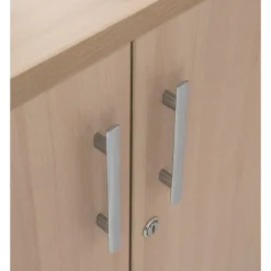 Armoire basse EXPRIM/LOFTER/LEVEL - H72 x L80 x P47 - 2 portes - Corps Blanc perle - Dessus et portes imitation Chêne clair