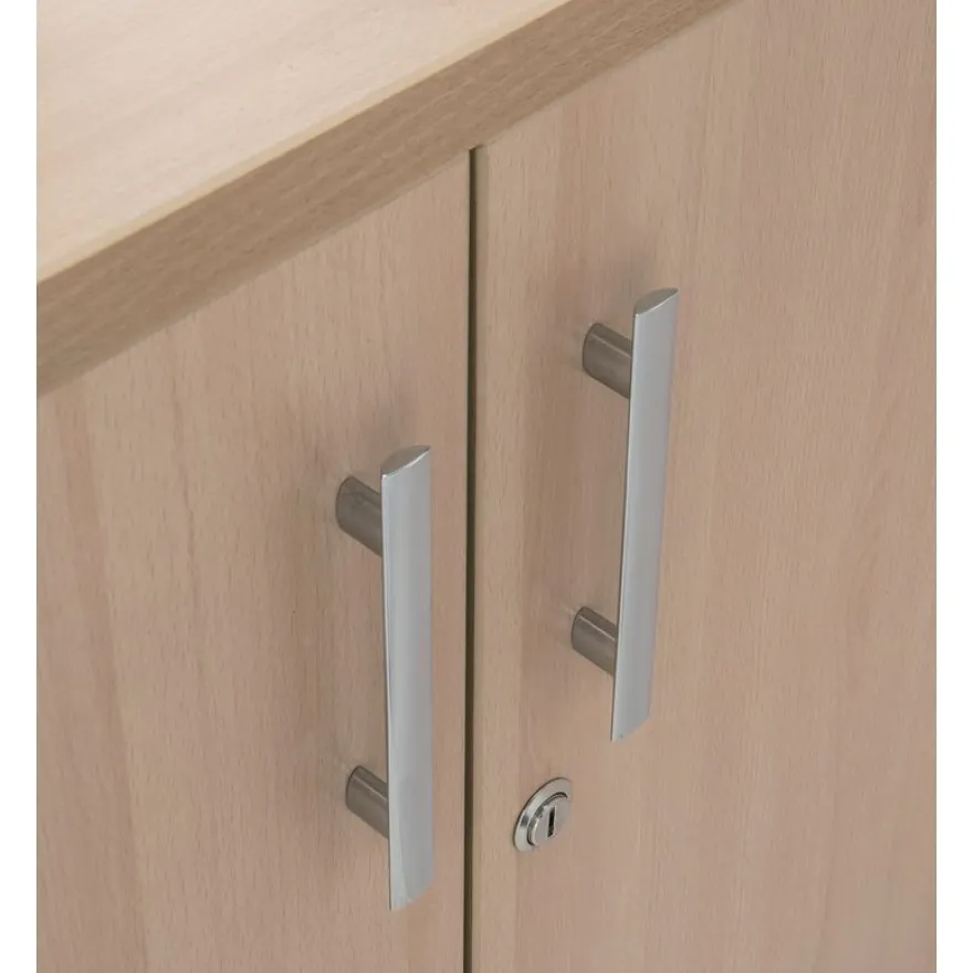 Armoire basse EXPRIM/LOFTER/LEVEL - H72 x L80 x P47 - 2 portes - Corps Blanc perle - Dessus et portes imitation Chêne clair
