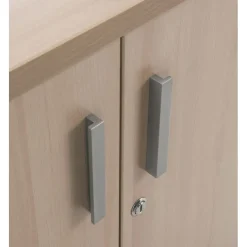 Armoire basse INEO/LEVEL/STEELY/WOODY - H72 x L80 x P47 - Corps blanc - Dessus et portes Imitation Chêne clair