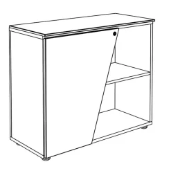 Armoire basse KHEOPS - porte à gauche - structure carbone - finition imitation chêne clair