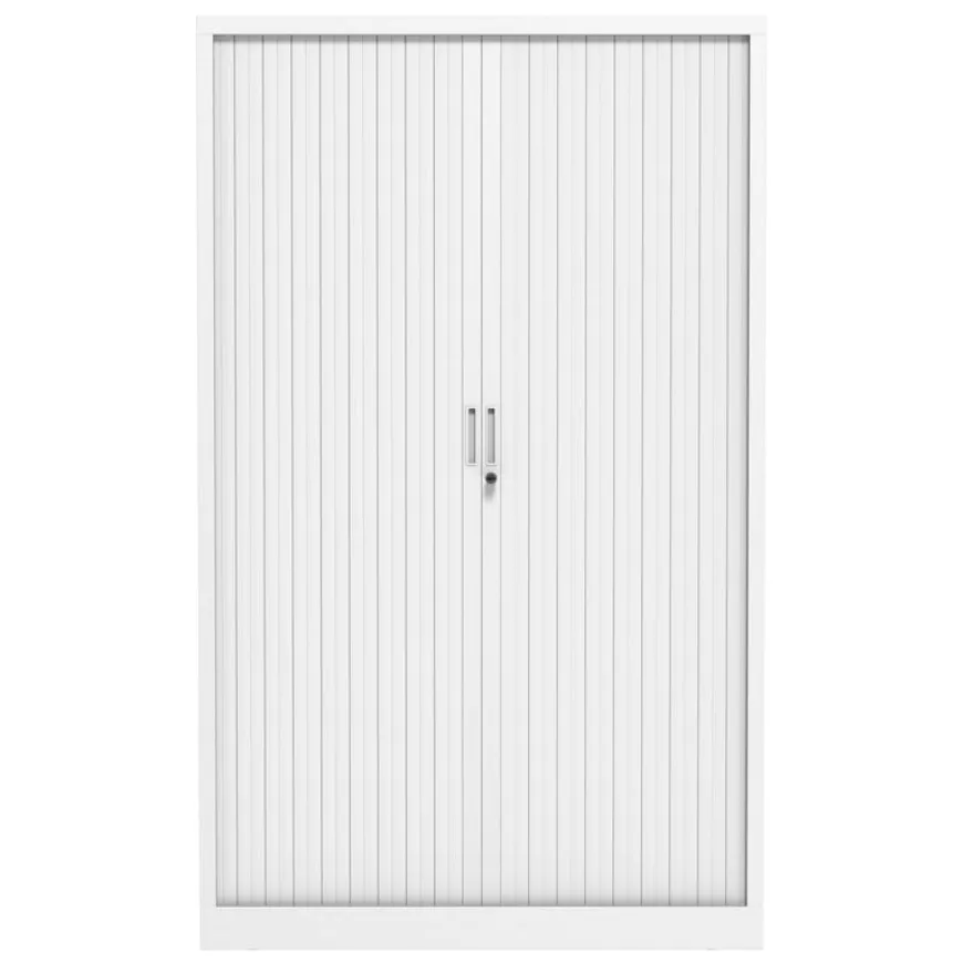 Armoire haute à rideaux - L120 x H198 x P43 cm - corps blanc/rideau blanc