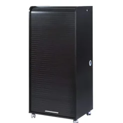 Armoire haute à rideaux ORGA - 2 tiroirs - H140 cm - Noir