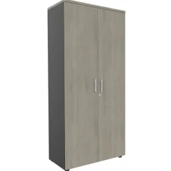 Armoire haute EXPRIM/LOFTER/LEVEL - H180 x L80 x P47 - 2 portes - Corps Anthracite - Dessus et portes imitation Chêne gris