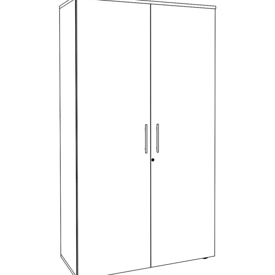 Armoire haute INEO/LEVEL/STEELY/WOODY - L80 x H180 x P47 - 2 portes - Corps blanc - Portes et dessus imitation Chêne clair