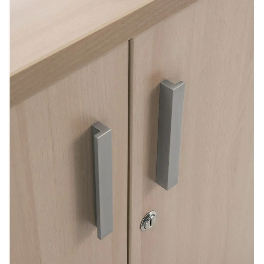 Armoire haute INEO/LEVEL/STEELY/WOODY - L80 x H180 x P47 - 2 portes - Corps blanc - Portes et dessus imitation Chêne clair