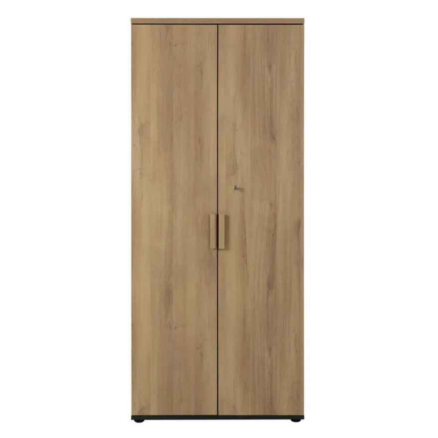 Armoire haute ITALIC - Corps anthracite - Dessus et portes imitation Chêne du bocage