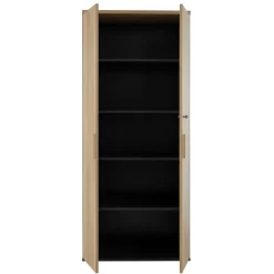 Armoire haute ITALIC - Corps anthracite - Dessus et portes imitation Chêne du bocage