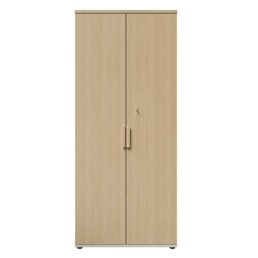 Armoire haute ITALIC - Corps blanc- Dessus et portes imitation Chêne