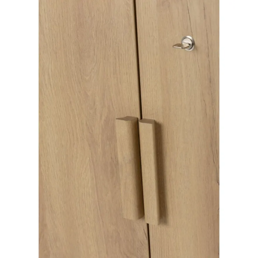 Armoire haute ITALIC - Corps blanc- Dessus et portes imitation Chêne