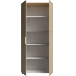Armoire haute ITALIC - Corps blanc- Dessus et portes imitation Chêne