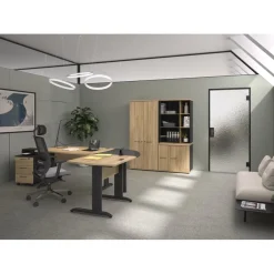 Armoire haute JAZZ+ - L80 x H183 x P48 - 2 portes - 4 étagères - chêne du bocage
