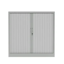 Armoire mi-haute à rideau - L120 x H105 x P43 cm - corps gris clair/rideau gris clair