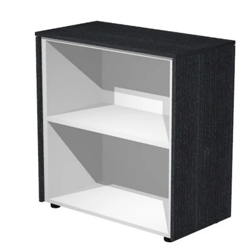Armoire mi-haute Flora - L82,8xP43xH81,4 cm - portes vitrées- 1 étagère - frêne noir