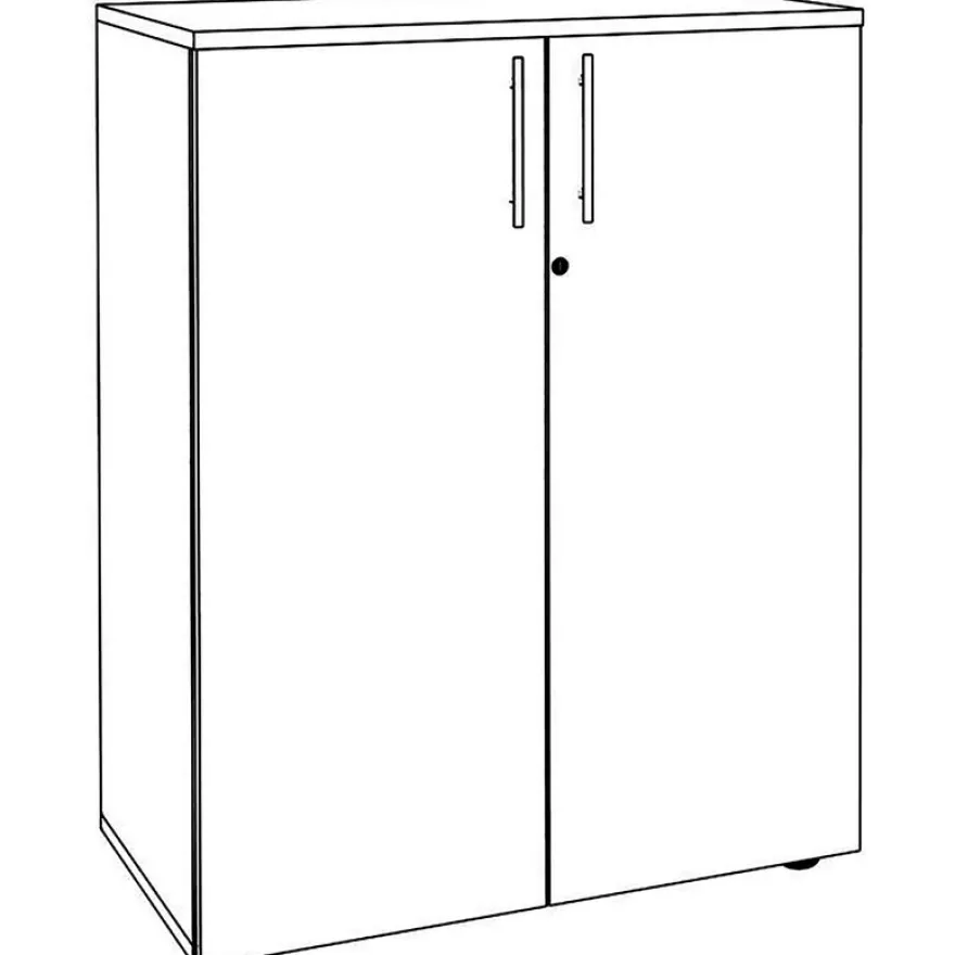 Armoire mi-haute IDRA/DUAL - L80 x H102 x P47 - 2 portes - 2 tablettes métal DS - Corps anthracite - Portes et dessus Chêne Clair