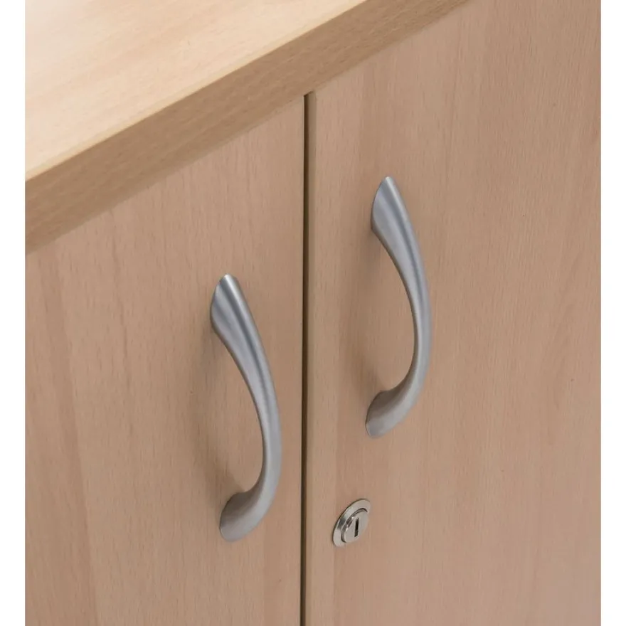 Armoire mi-haute IDRA/DUAL - L80 x H102 x P47 - 2 portes - 2 tablettes métal DS - Corps alu - Portes et dessus Chêne gris