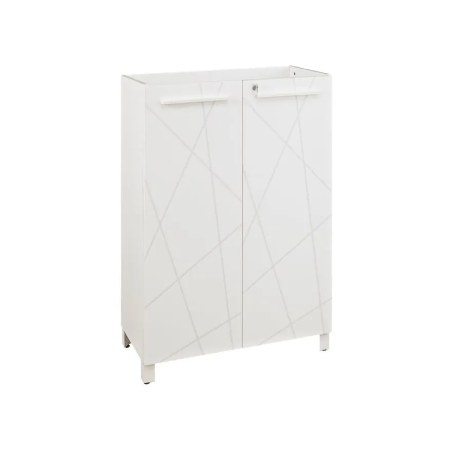 Armoire mi-haute SUNDAY - L80 x H114 x P42 - portes en blanc graphic