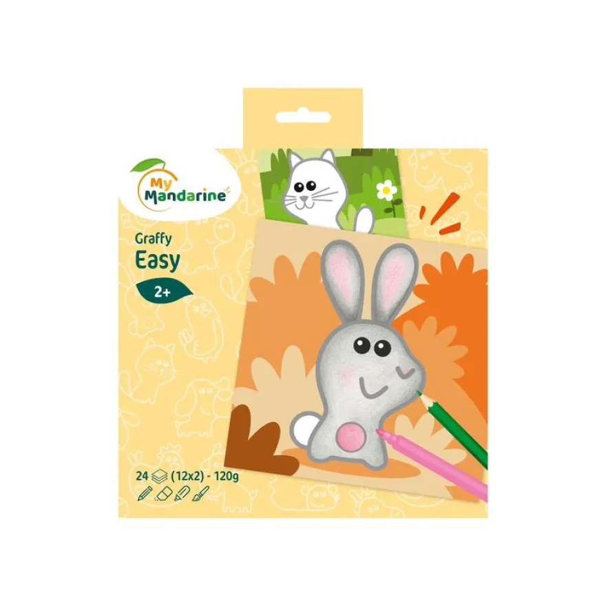 Avenue Mandarine GRaffy Easy - Feuille de coloriage - animaux de la ferme - 120 g/m² - 24 feuilles - blanc - papier - jaune